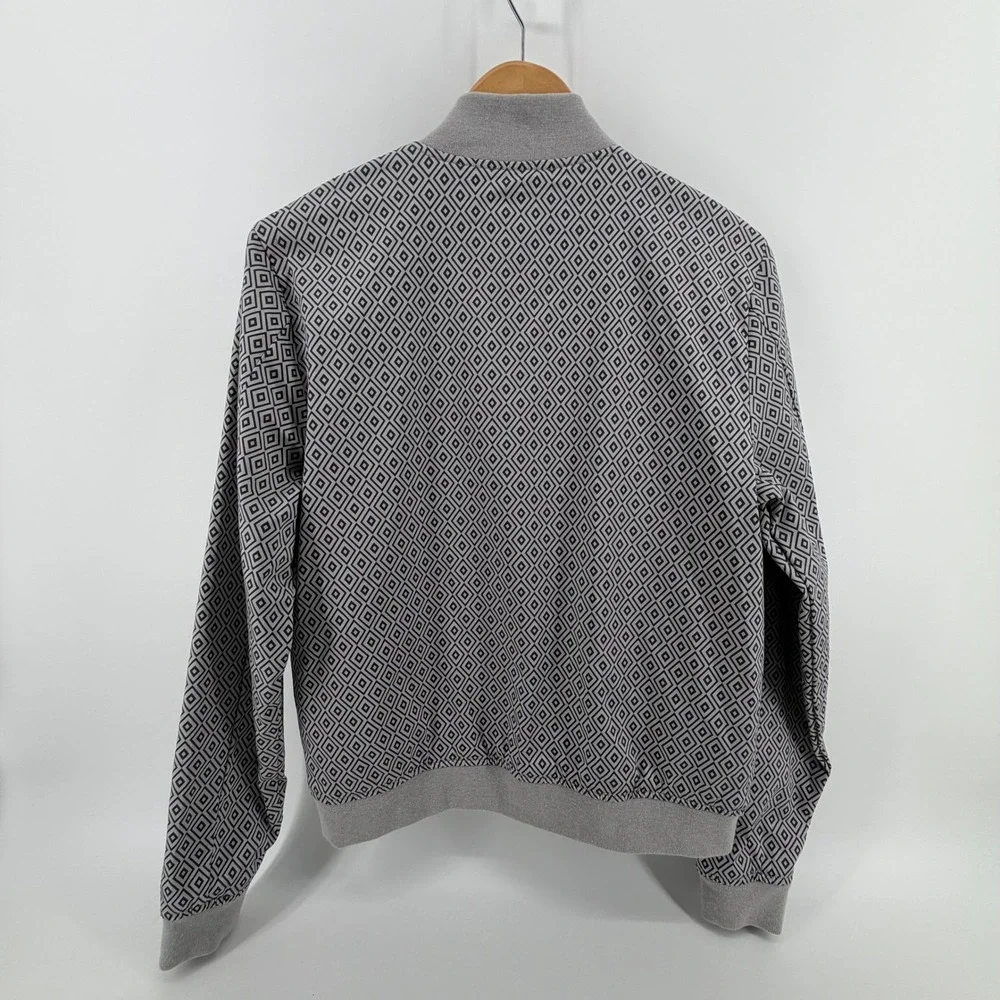 JF J Ferrar Mens Bomber Jacket Geometric Print‎ Full Zip Gray Casual Outerwear